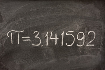 first seven digits of the number pi  on a blackboard - obrazy, fototapety, plakaty