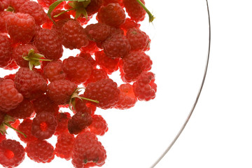 food series: some raspberry over white background