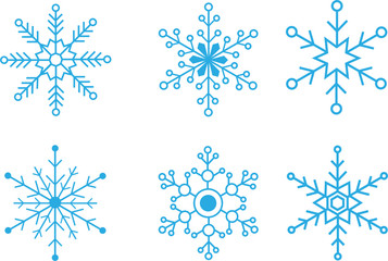 Fototapeta premium Set of simple vector snowflakes