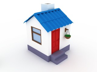 Little toy house on a white background