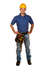 Young caucasian man tool isolated on white