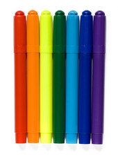 varicoloured markers on the white isolated background