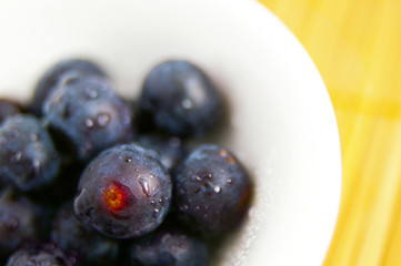 closeup of a bowl of fresh blueberries