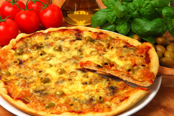 Taking a piece of pizza