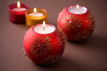 Set of christmas candles for the holiday season