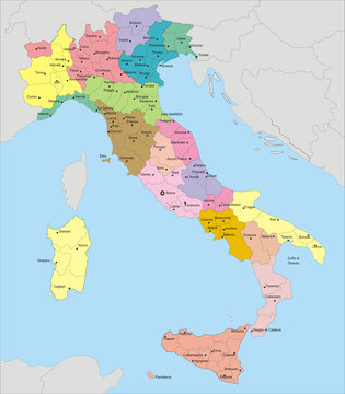 italia con regioni Stock Vector | Adobe Stock