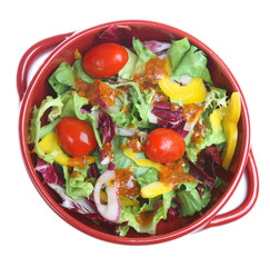Italian salad with tomatoes, peppers, onions and dressing