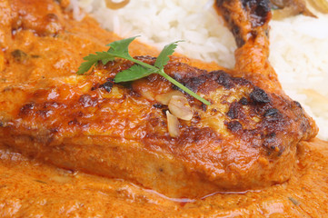 Tandoori chicken masala curry with rice