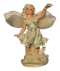 Angel statue doll isolated over white