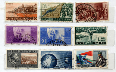 Range of Italian postage stamps