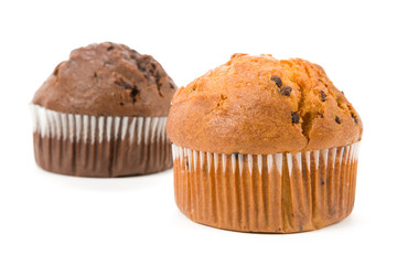 Muffin with white background, close up