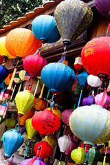 Fototapeta na wymiar traditional silk lanterns from Vietnam - travel and tourism.