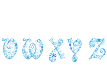 Christmas alphabet with snowflakes