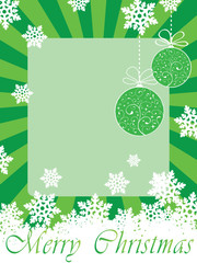 Green christmas frame (card) with toys