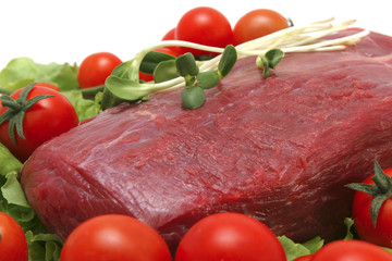 fresh meat and cherry tomatoes