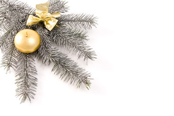 Fototapeta na wymiar silver tree branch as Christmas decoration