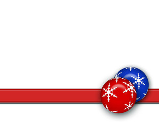 Christmas background with blue and red ornaments