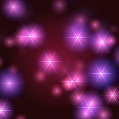 white stars over violet, pink, blue background, lights, gleams