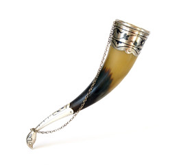 Drinking horn isolated on a white background