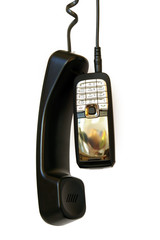 Two phones isolated on a white background