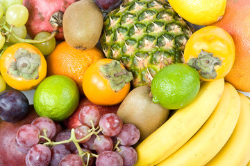 Still-life with fruits on a white background