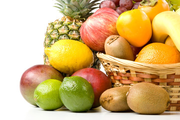 Still-life with fruits on a white background