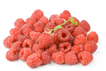 Fresh ripe raspberry on a white background