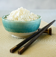 ceramic bowl with plain white rice