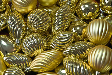 Set of golden christmas decorations