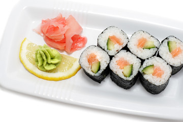 Salmon and Cucumber Sushi Plate