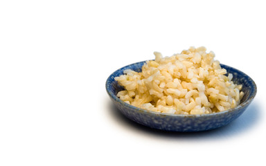 Bowl of Brown Rice on White