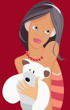 vector image of teen with bear-cub