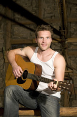 Obraz premium Mann mit Gitarre