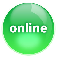 The Online green button with highlight, isolated
