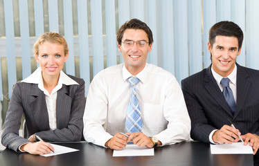 Businessteam, board meeting or selection committee