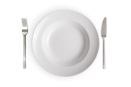 empty white dish isolated on white background