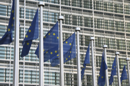 European flags in Brussels