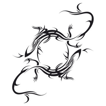 tribal tattoo illustration of two lizard making circle