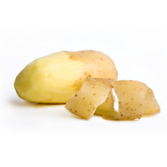 one yellow potatoe isolated on white background