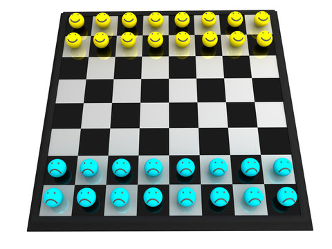 The color smiley's play chess on board