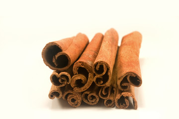 Cinnamon sticks isolated on white