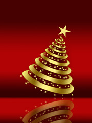 Christmas Tree on red background
