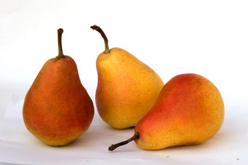 Three pears isolated on white background
