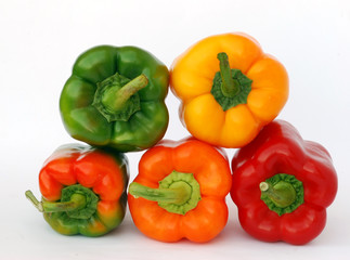 Colorful sweet peppers  isolated on white landscape