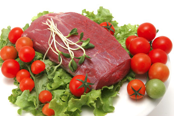 raw fresh beef meat and vegetables