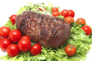 grill beef meat and vegetables