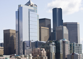 The skyline of Seattle Washington with new office buildings