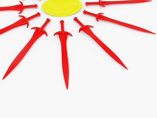 swords and shield. 3D
