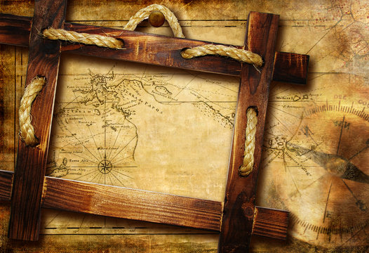 adventure stories - vintage background with frame