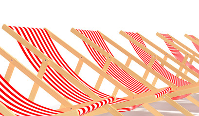 red chaises longue on white background